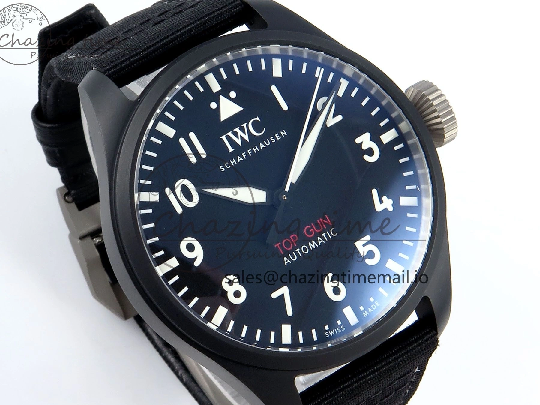 MIROTIME 1229 Durable Pilot Top Gun IW326901 M+F 1:1 Best Edition Black Dial on Black Nylon Strap MY 7003